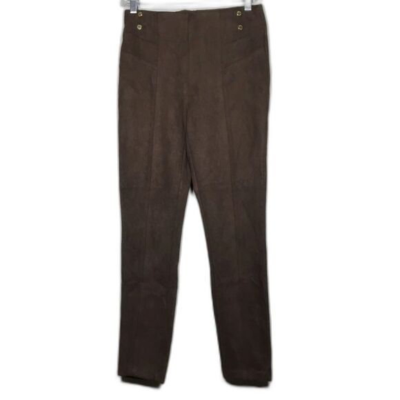 Marc New York Pants - Brown faux suede stretchy pants gold tone buttons waist 28” western cowgirl S
